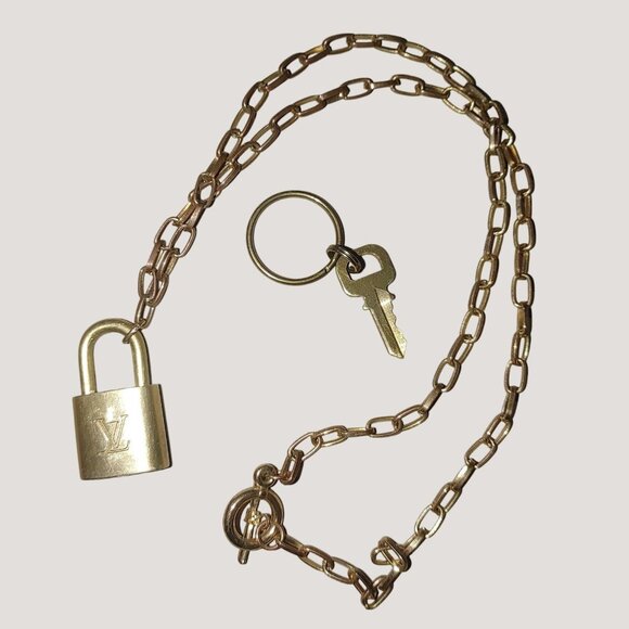 Louis Vuitton Brass Lock 302 Key Necklace Chain ll Keyring Set Made in Paris - Picture 1 of 6